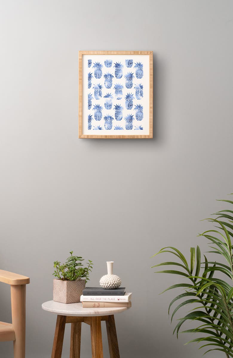 Deny Designs Pineapples Blue Framed Wall Art, Alternate, color, 