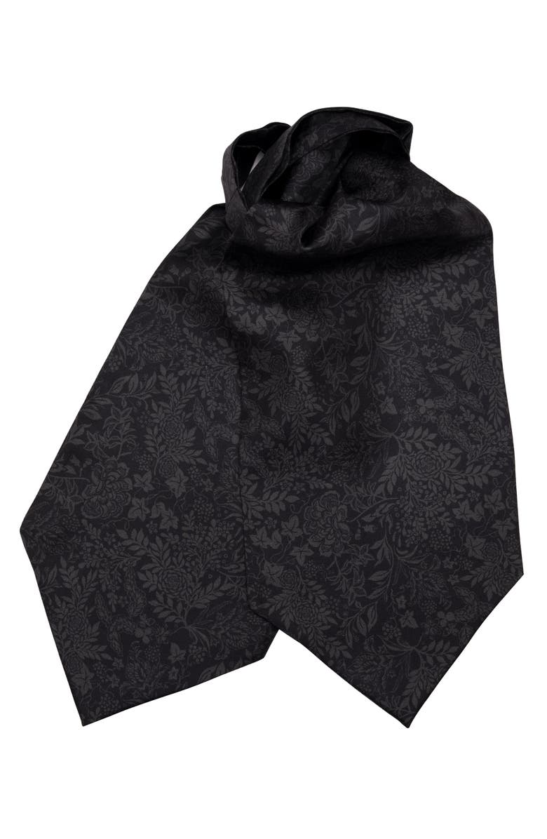 Elizabetta Portofino - Silk Ascot Cravat Tie for Men, Main, color, Black