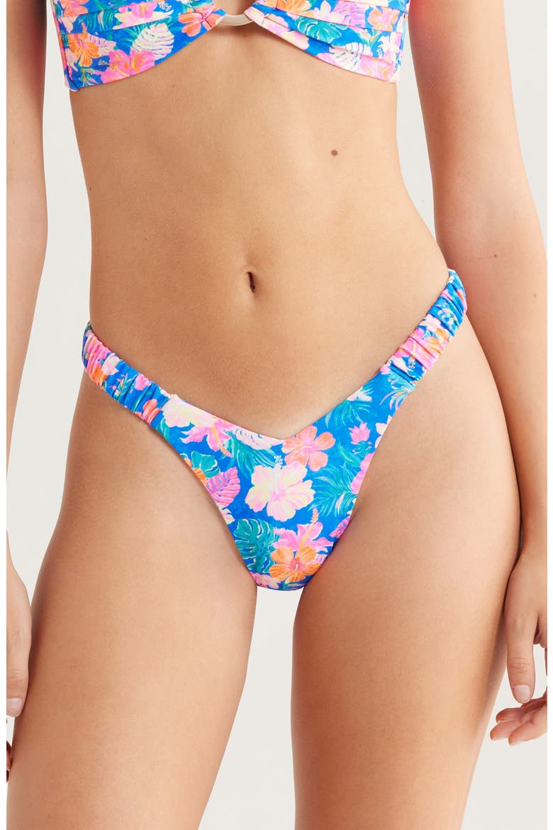 Retro Y Thong Bikini Bottoms, Main, color, ELECTRIC PALMS