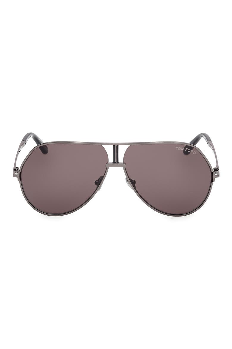 63mm Navigator Sunglasses, Main, color, SHINY GUNMETAL / SMOKE