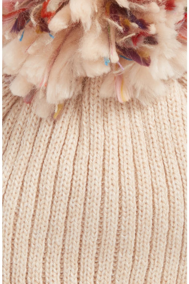 Colorful Pompom Beanie, Alternate, color, TAN