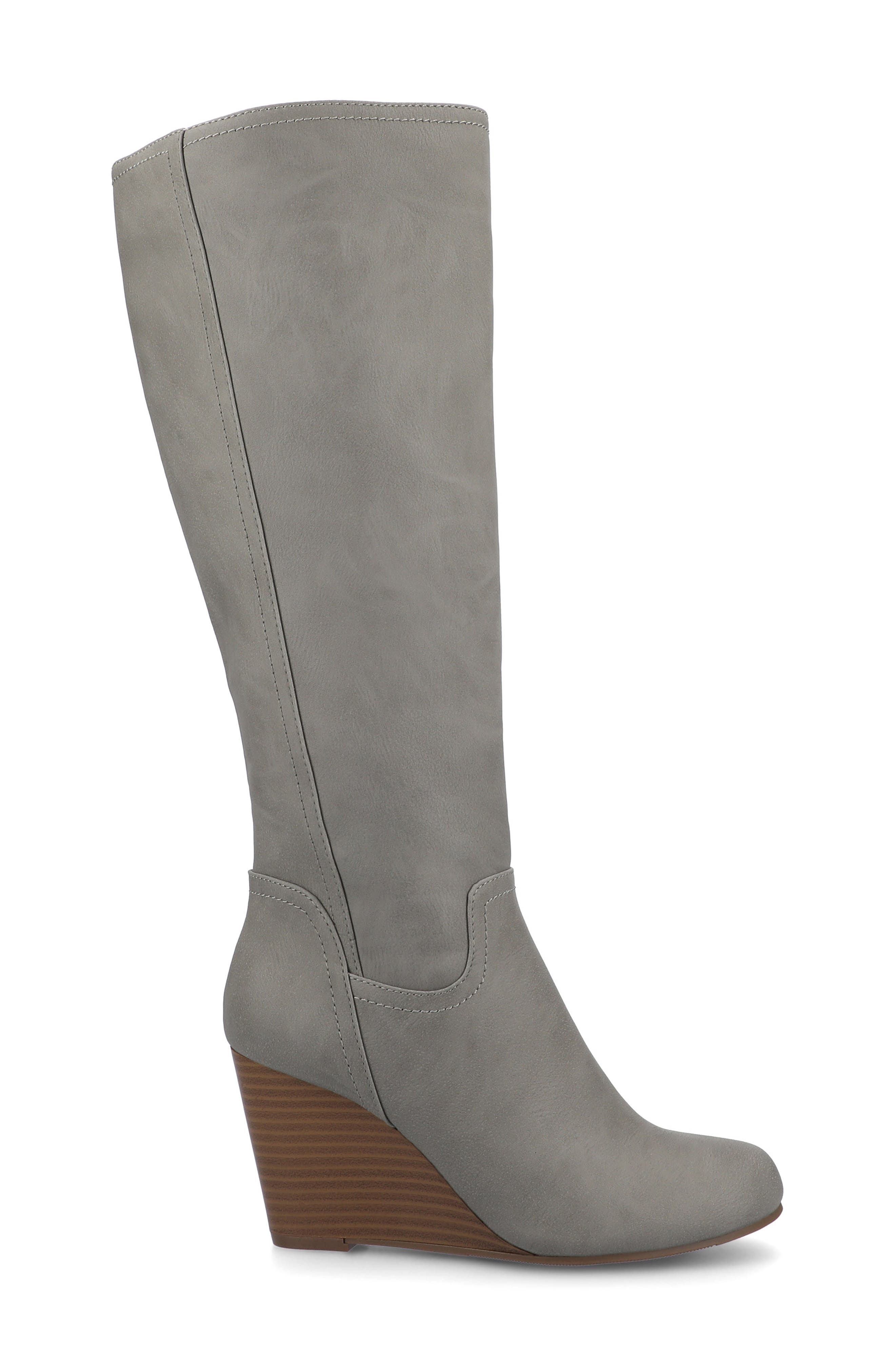 Langly Wedge Heel Tall Boot - Wide Calf, Alternate, color, GREY