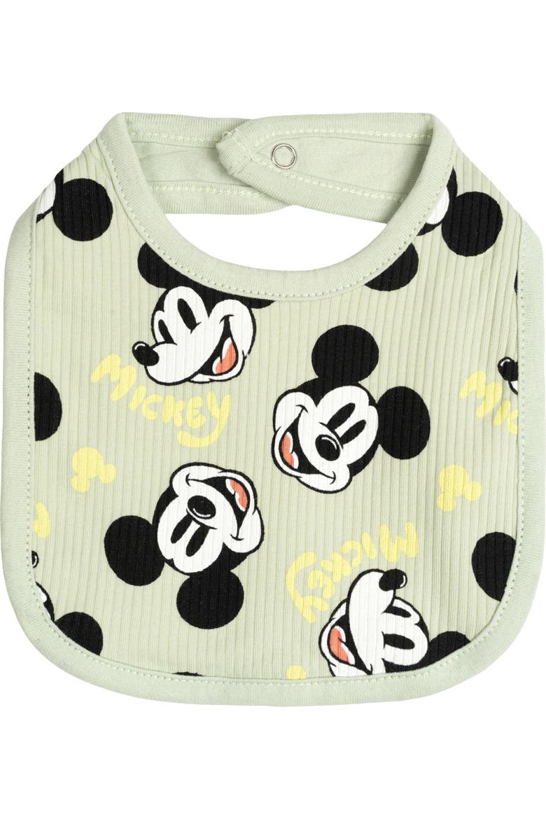 Mickey Mouse & Friends Bodysuit Pants and Bib Set, Alternate, color, Mickey Seafoam Green