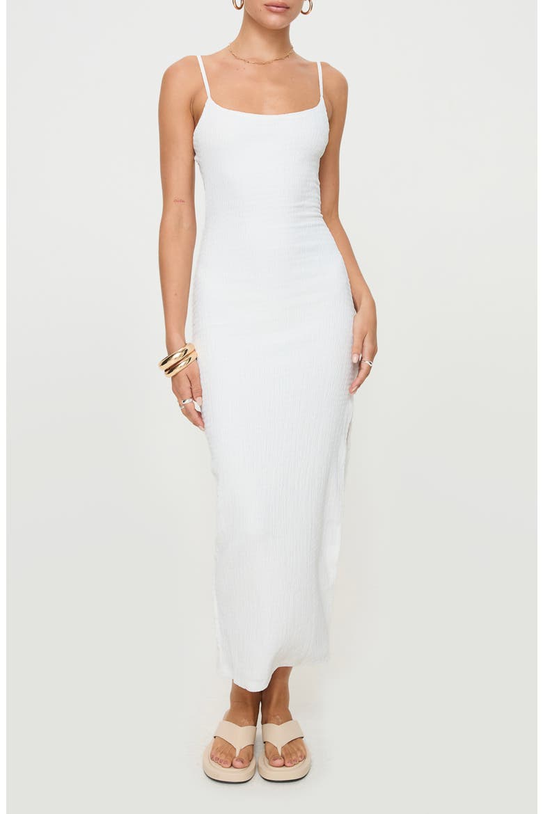 Elestria Textured Open Back Maxi Dress, Main, color, WHITE