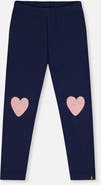 Deux par Deux Brushed Jersey Heart Appliqué Elastic Waist Leggings