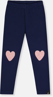 Deux par Deux Brushed Jersey Heart Appliqué Elastic Waist Leggings