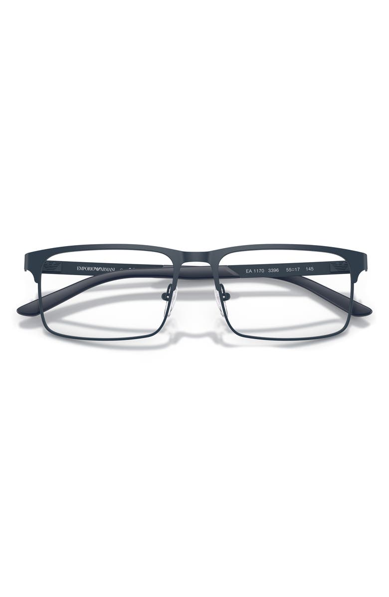 Emporio Armani 55mm Rectangle Optical Glasses, Alternate, color, Matte Blue / Demo Lens