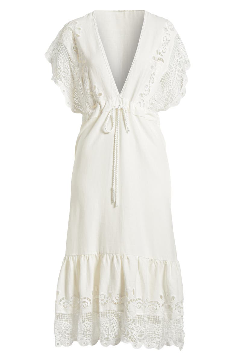 FARM Rio Eyelet Embroidery Linen Blend Cover-Up Dress, Alternate, color, 