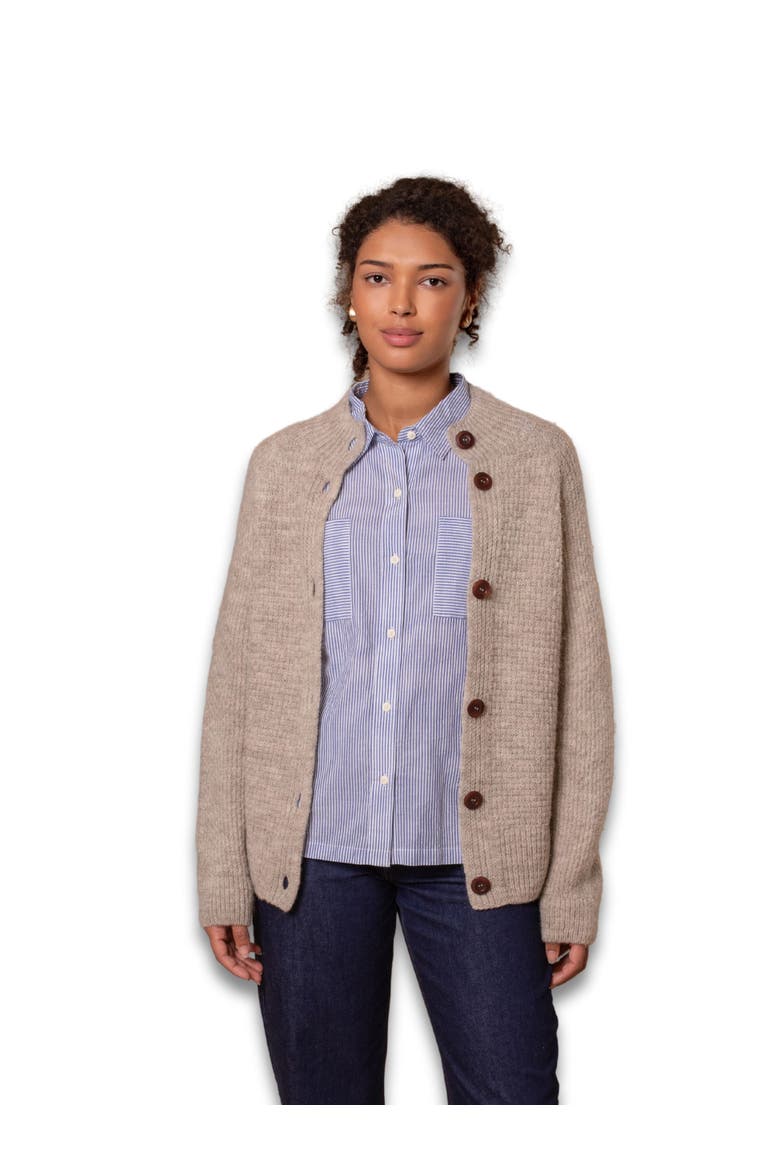 British Wool Moss Stitch Cardigan, Main, color, Undyed Taupe