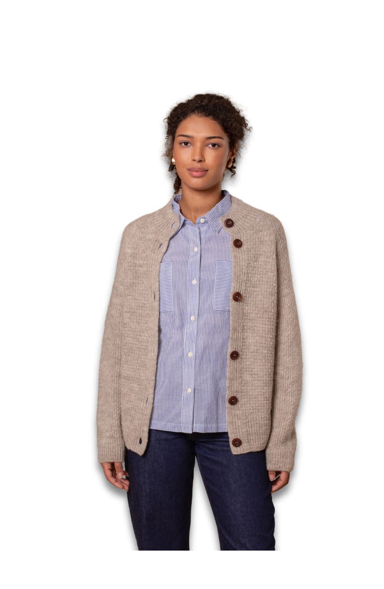 Celtic & Co. British Wool Moss Stitch Cardigan, Main, color, Undyed Taupe