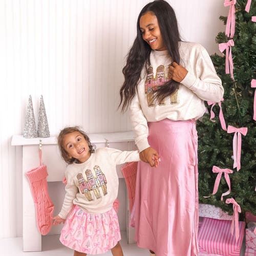 Sweet Wink Pastel Nutcracker Patch Christmas Sweatshirt In Brown
