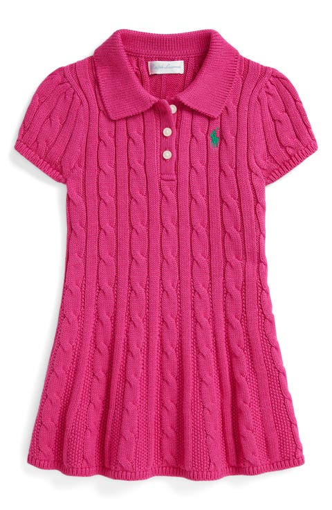 Cable Knit Cotton Dress, Infant