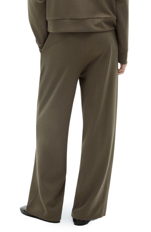 Mango Tie Waist Wide Leg Pants In Khaki Green