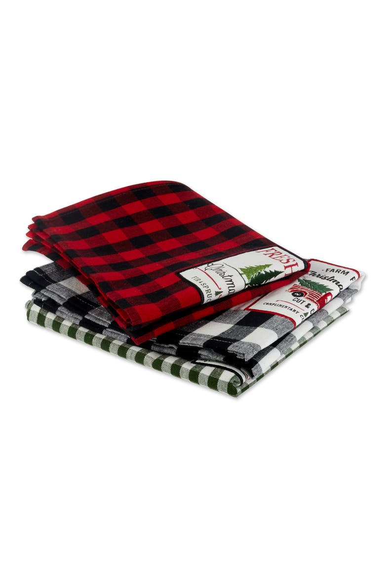Christmas Embellished Assorted Dishtowels Set/3, Alternate, color, Tree Farm