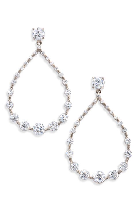 Graduated Cubic Zirconia Frontal Hoop Earrings