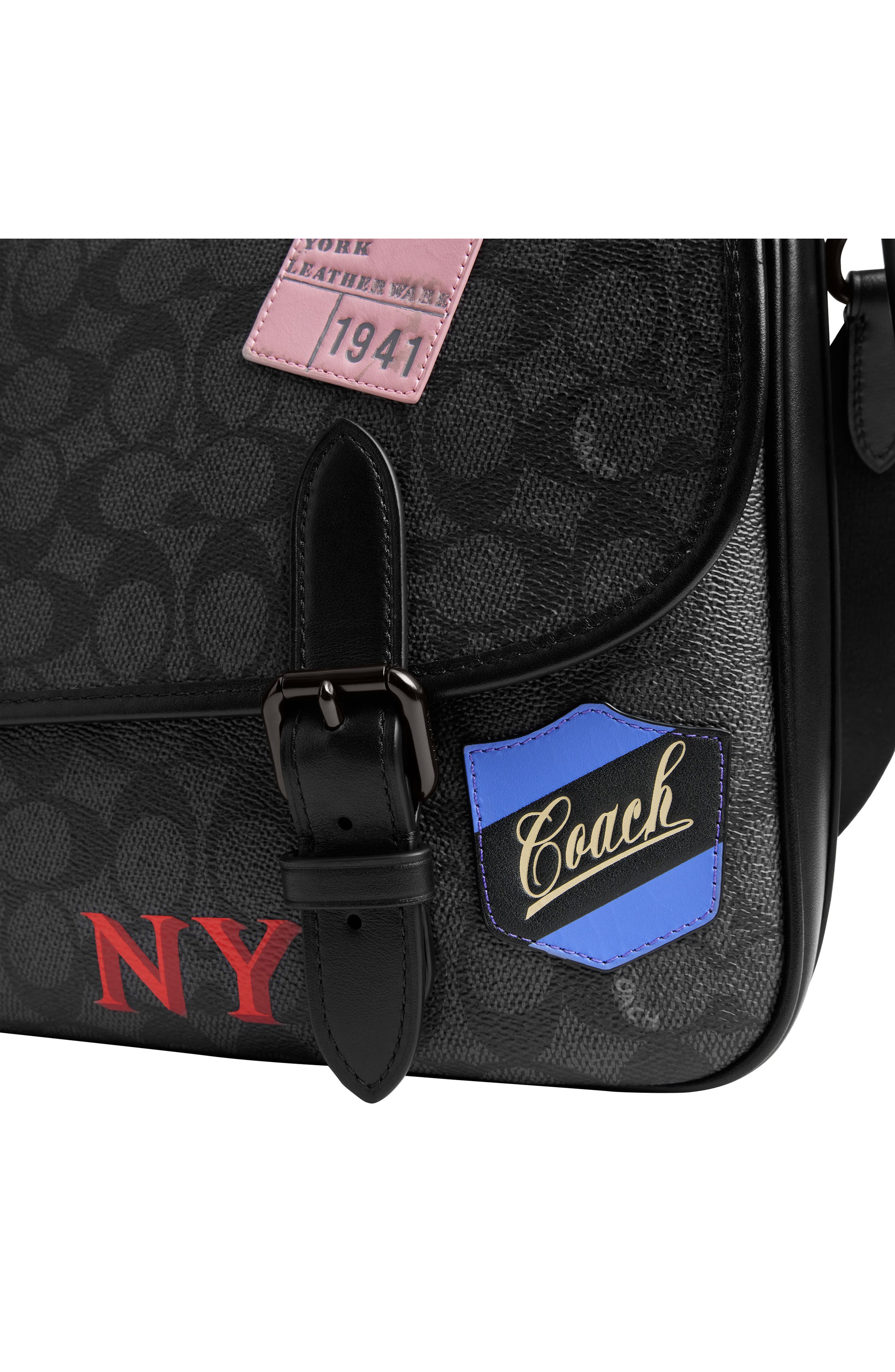 COACH HItch Patch Embellished Signature Coated Canvas Messenger Bag, Alternate, color, 
