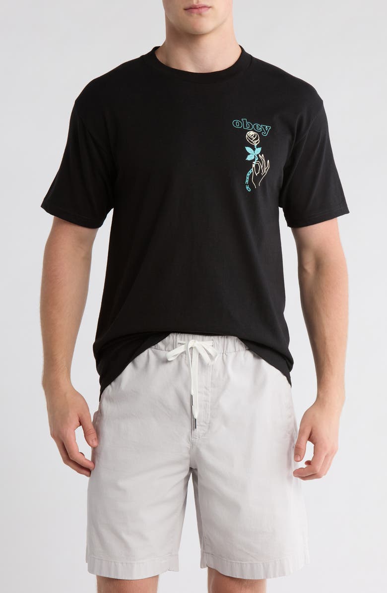 Obey Spring Forth Cotton Graphic T-Shirt, Main, color, Black