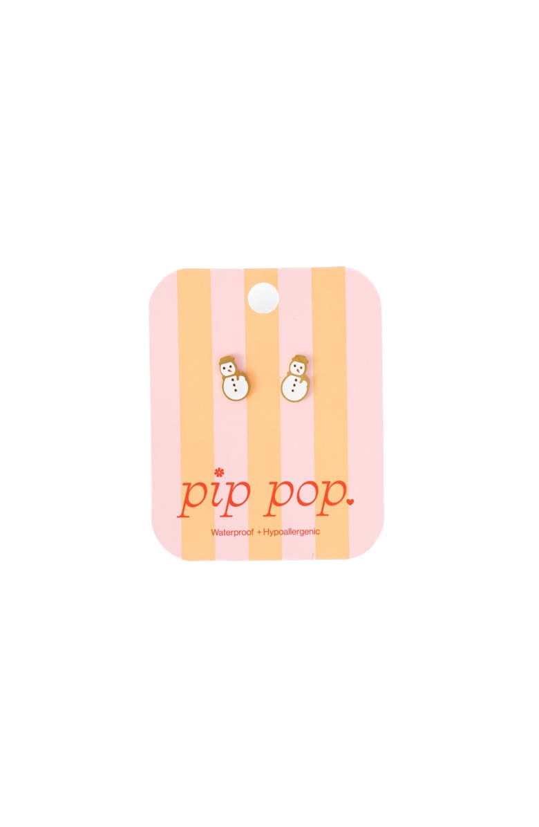 Pip Pop Snowman Stud Earrings, Alternate, color, White