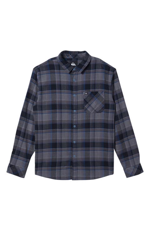 Convex Plaid Stretch Flannel Button-Up Shirt