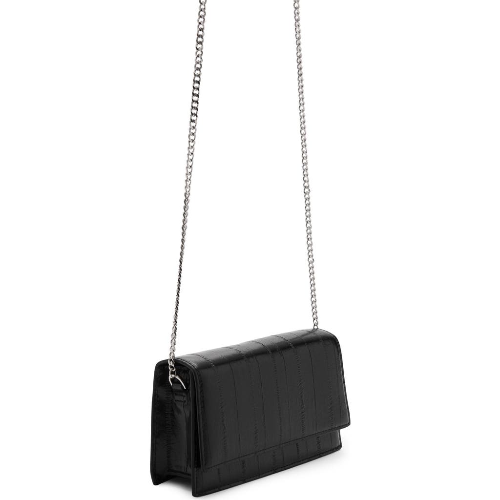 Mango Embossed Faux Leather Crossbody Bag In Black