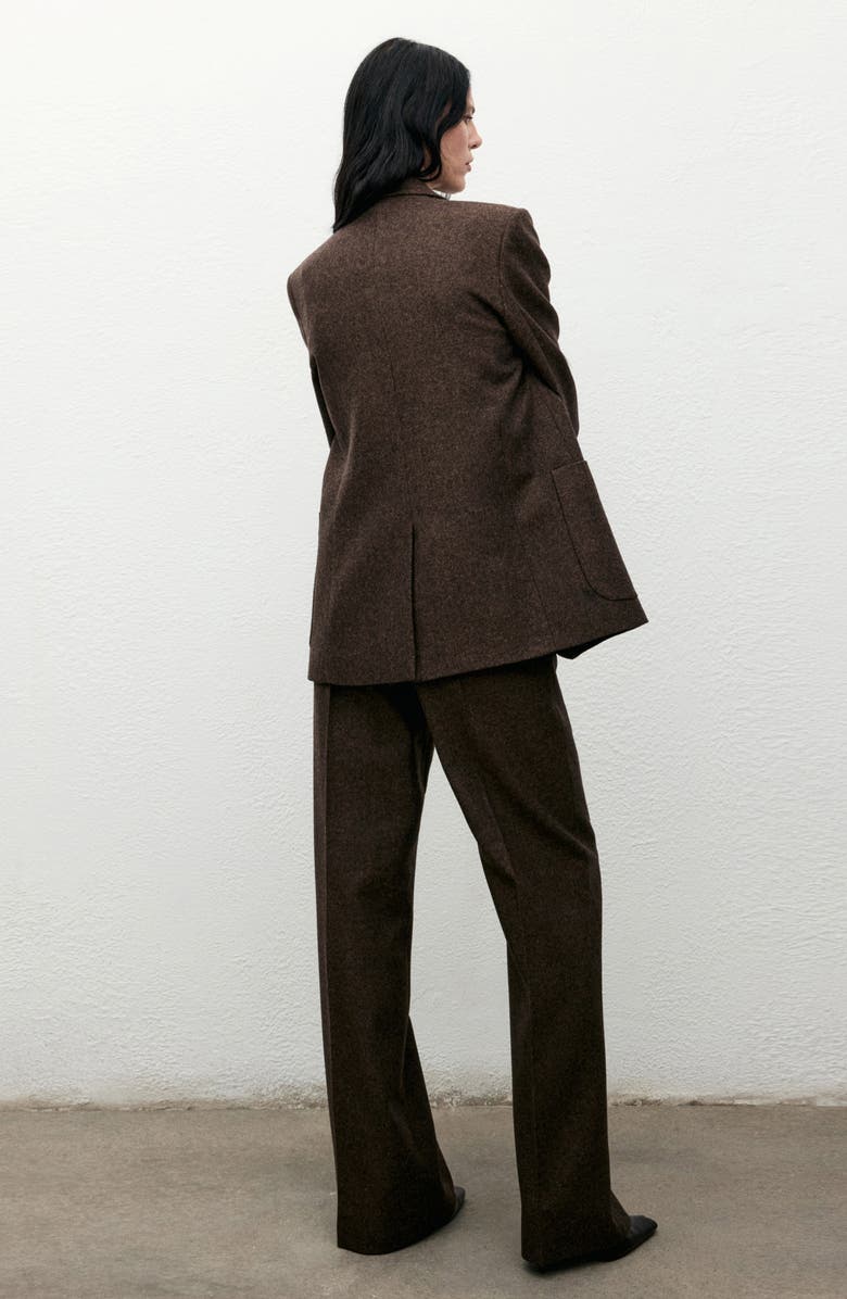 MANGO Straight Leg Wool Blend Pants, Alternate, color, Brown