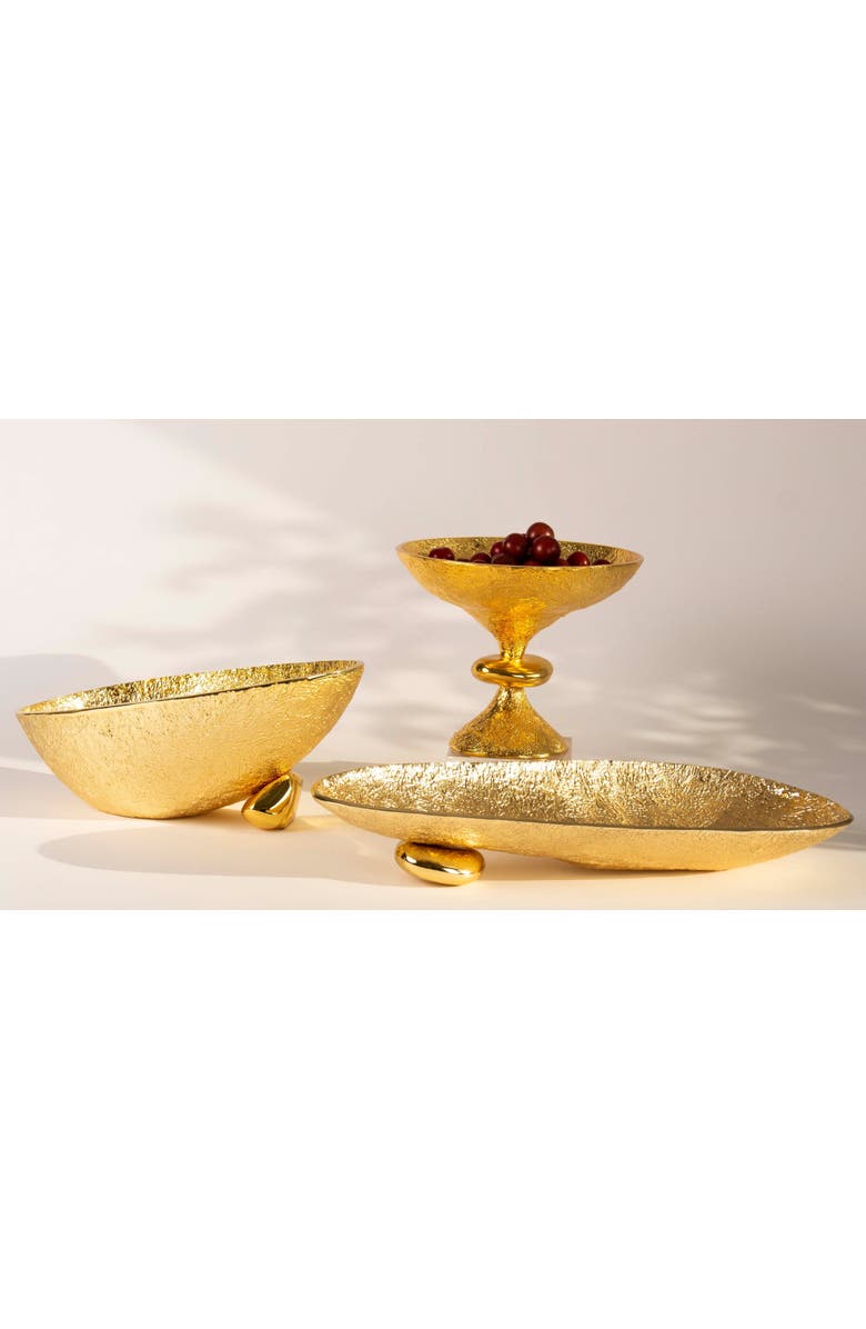 Lunares Nest Pedestal Bowl, Alternate, color, Gold