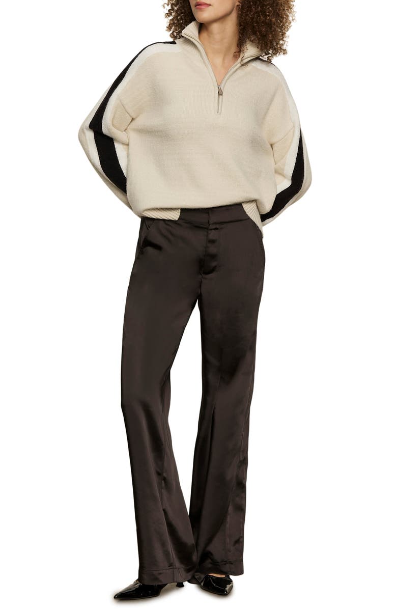 Sanctuary Modern Satin Mid Rise Pants, Alternate, color, Black