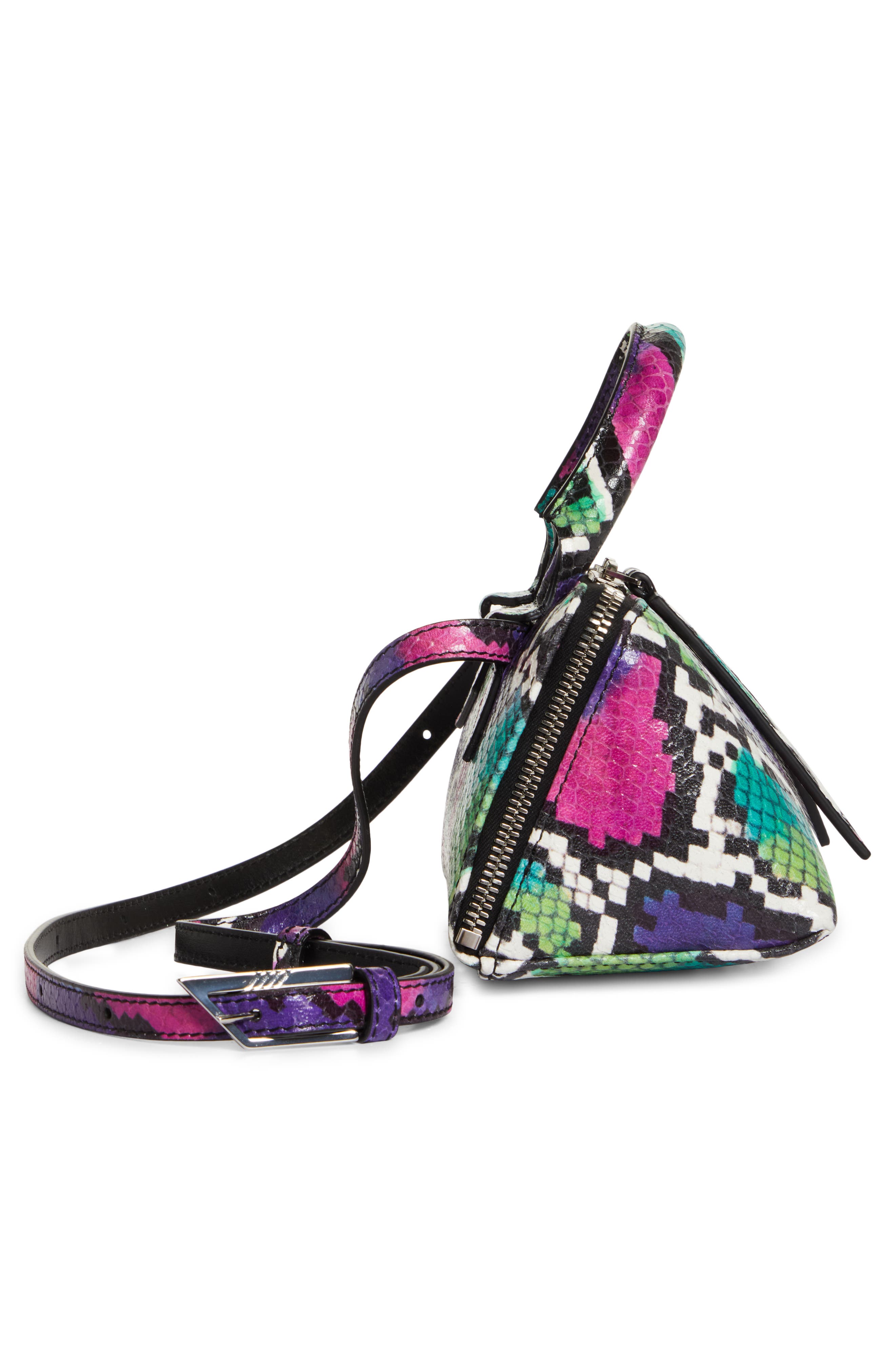 The Attico Friday Snakeskin Print Leather Handbag, Alternate, color, 