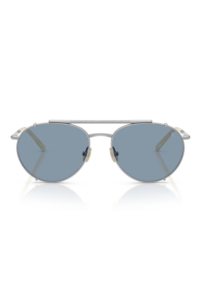 56mm Pilot Sunglasses, Main, color, SILVER / OCEAN
