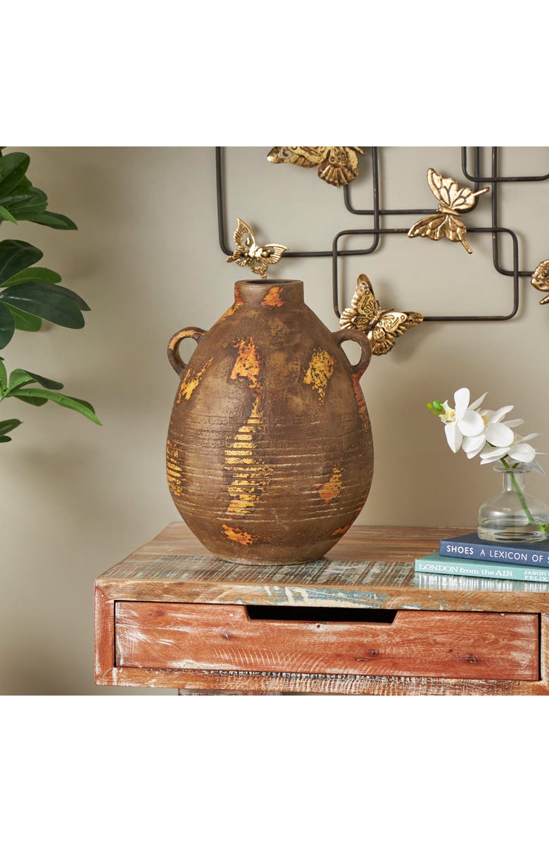 GINGER BIRCH STUDIO Brown Ceramic Vase, Alternate, color, Brown