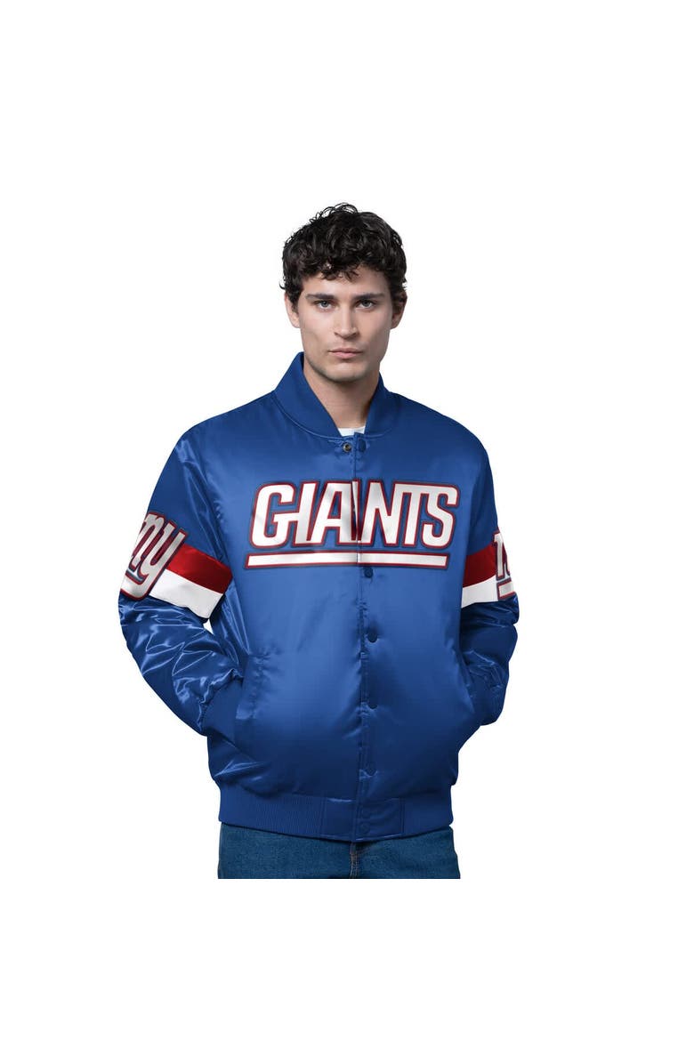 STARTER Men's Starter Royal New York Giants Triple Option Satin Varsity Full-Snap Jacket, Main, color, Royal