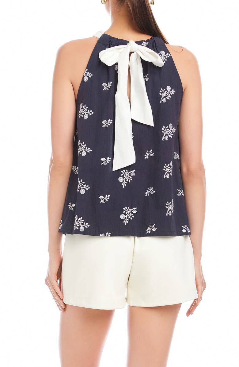 FIFTEEN TWENTY Sicilie Floral Embroidered Cotton Halter Top, Alternate, color, Navy