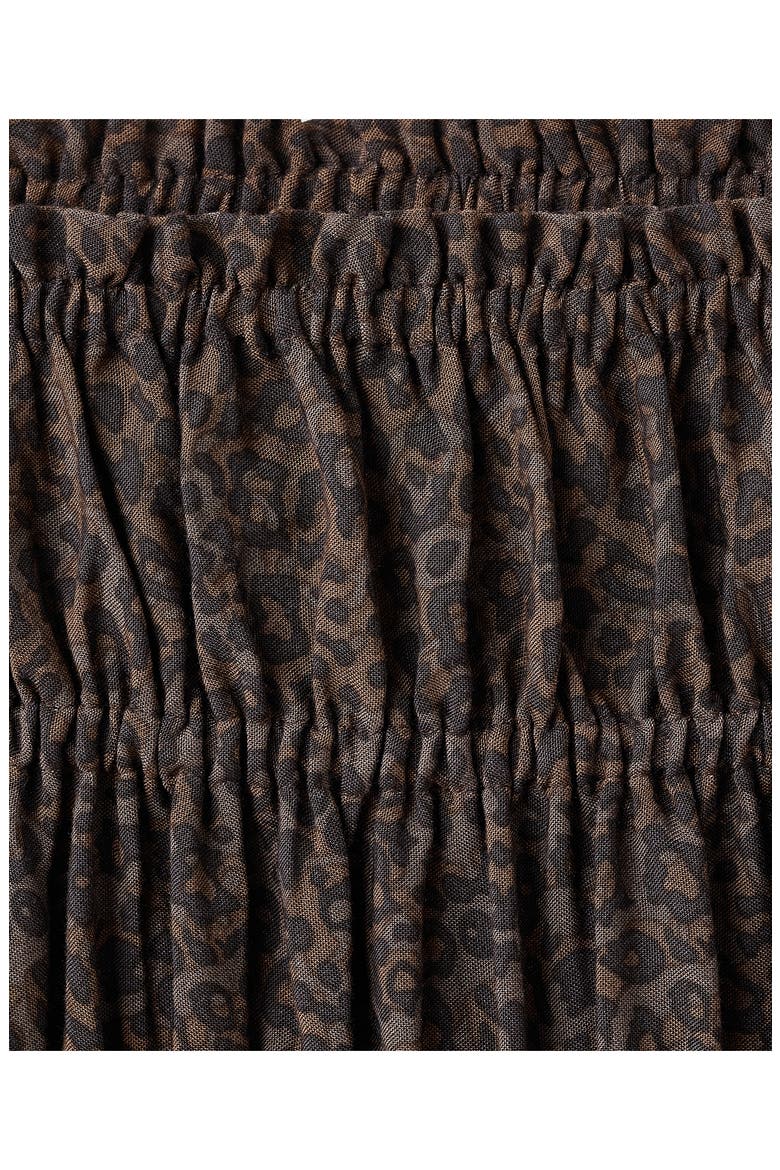 Leopard Print Shirred Miniskirt, Alternate, color, BROWN