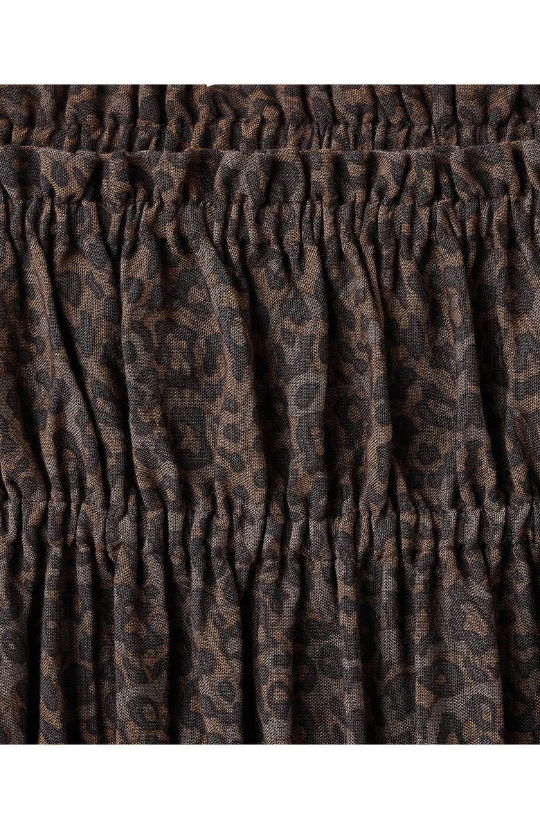 MANGO TEEN Leopard Print Shirred Miniskirt, Alternate, color, Brown