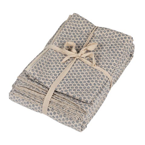 King-Size Cotton and Linen Patterned Bed Cover, Set of 3