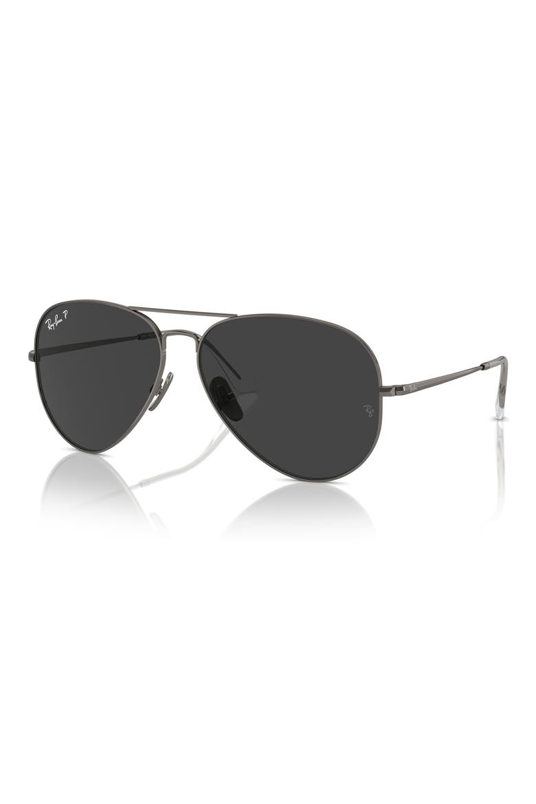 58mm Polarized Aviator Sunglasses, Alternate, color, GUNMETAL