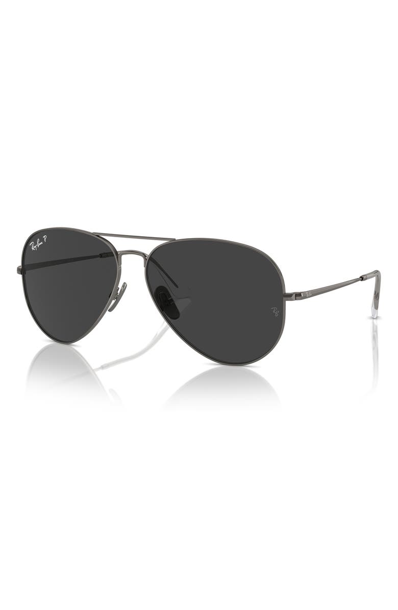 Ray-Ban 58mm Polarized Aviator Sunglasses, Alternate, color, Gunmetal