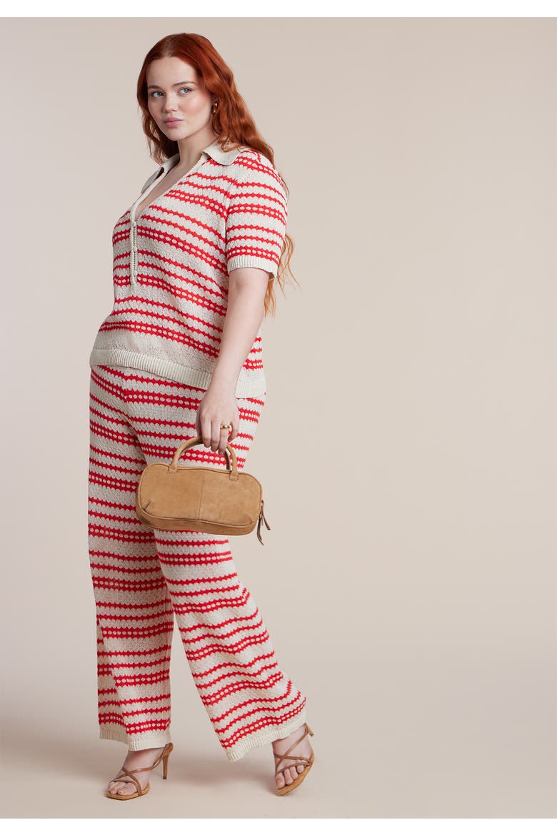 Pointelle Stripe Boxy Sweater Top, Alternate, color, BERRY STRIPE