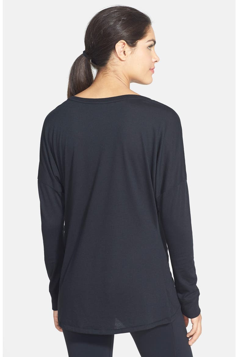 'Signal' Shine Long Sleeve Graphic Top, Alternate, color, BLACK