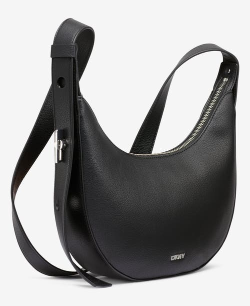 Dkny Bleeker Small Leather Crossbody In Black/silver