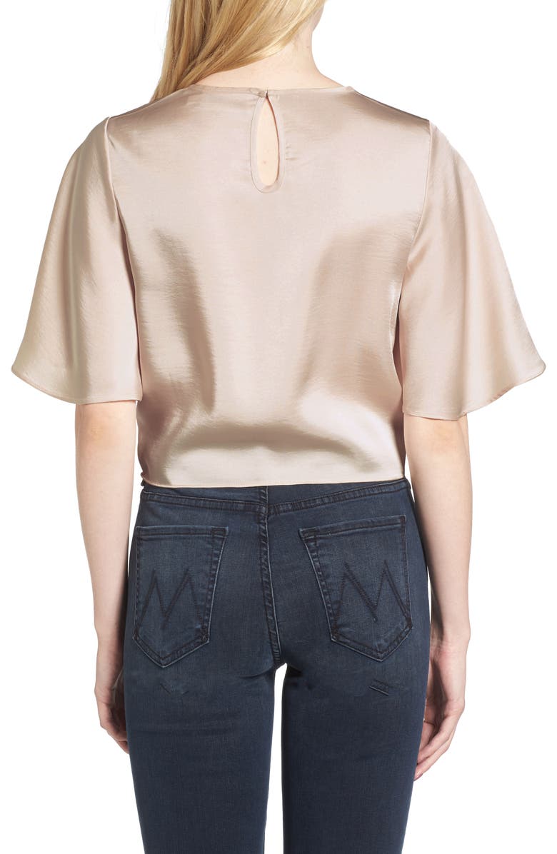 Line & Dot Vero Tie Front Satin Blouse, Alternate, color, 