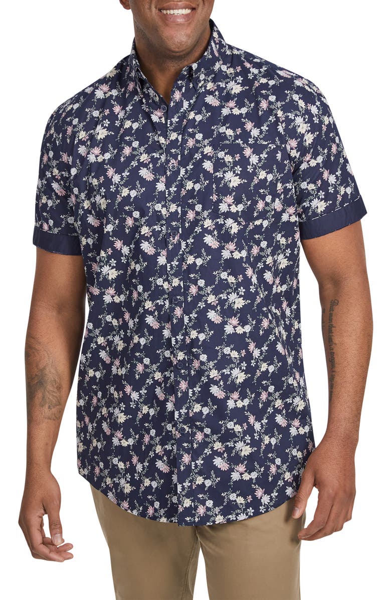 Johnny Bigg Nova Floral Short Sleeve Stretch Cotton Button-Down Shirt, Main, color,