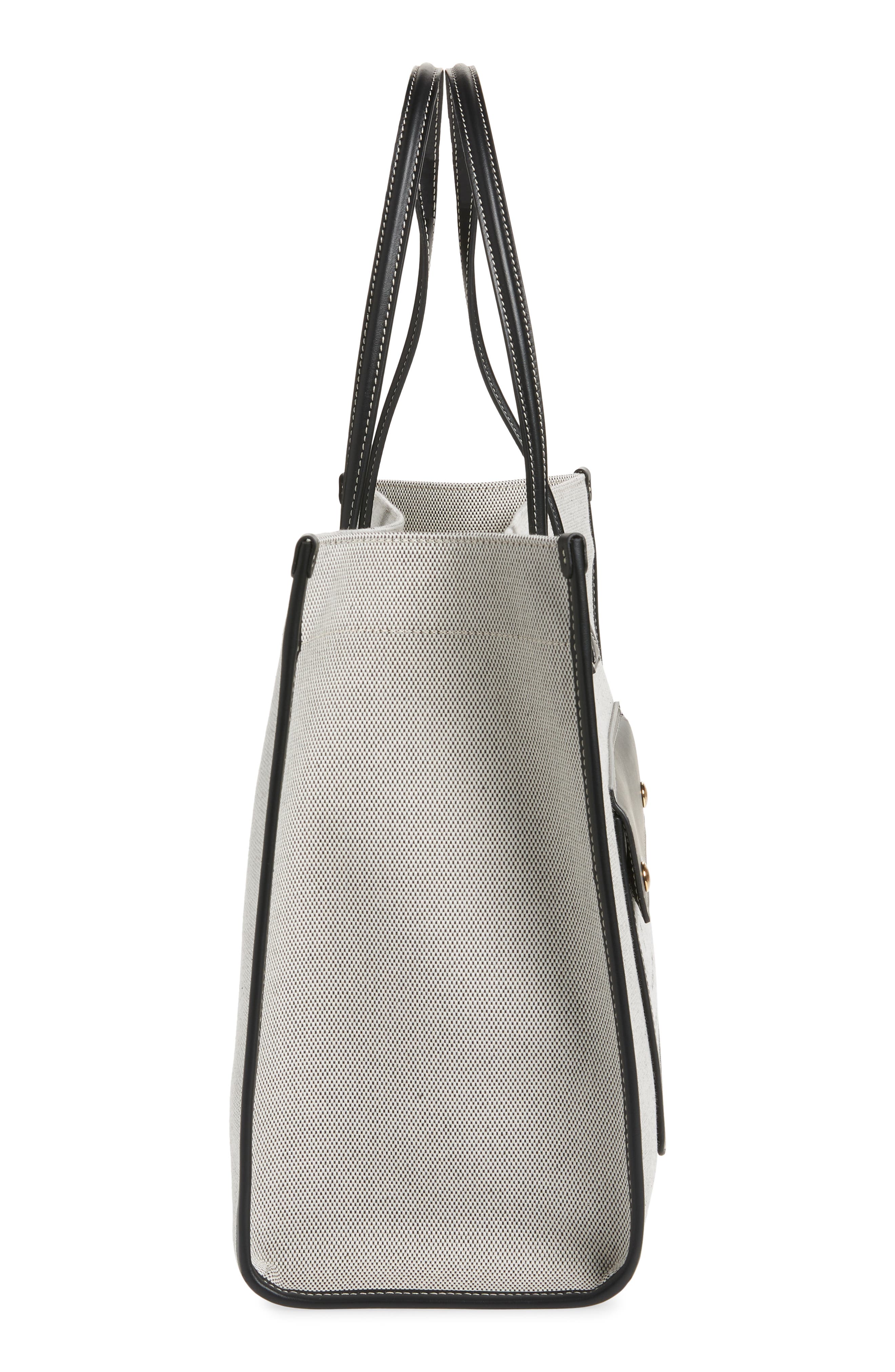 Burberry Medium Freya Horseferry Logo Canvas & Leather Tote, Alternate, color, 