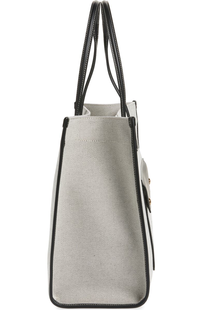 Burberry Medium Freya Horseferry Logo Canvas & Leather Tote, Alternate, color,