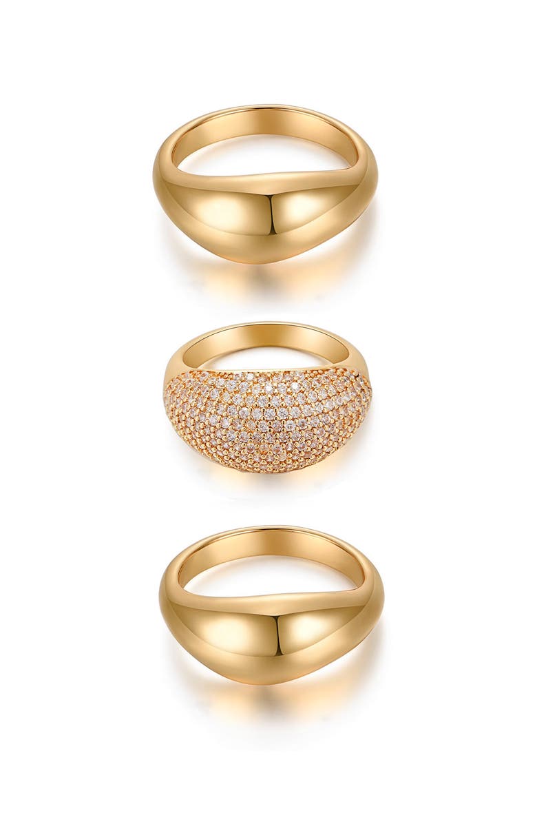 Ettika Timeless Glamour Set of 3 Rings, Main, color, Gold