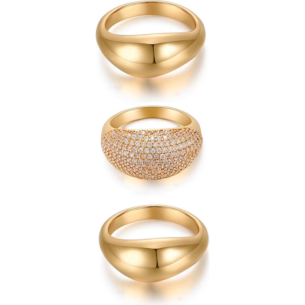 Ettika Timeless Glamour Set Of 3 Rings In Gold