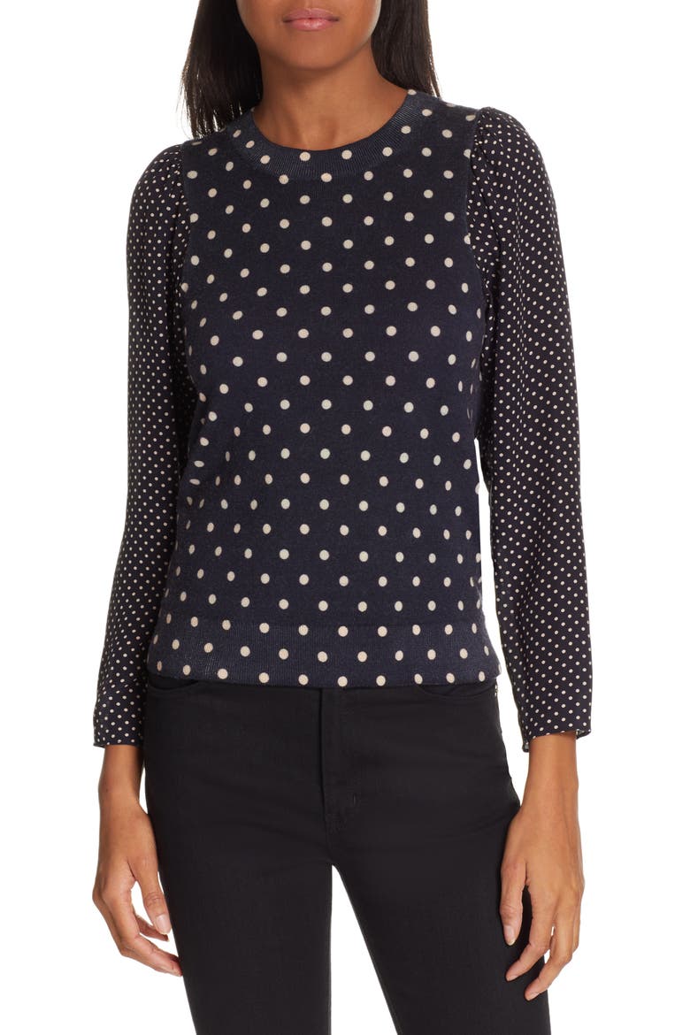 Dot Sweater, Main, color, NAVY COMBO