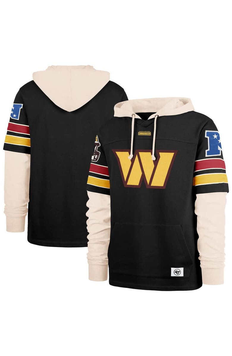 '47 Men's '47  Black Washington Commanders Split Zone Cornerback Duo Hoodie, Main, color, Black