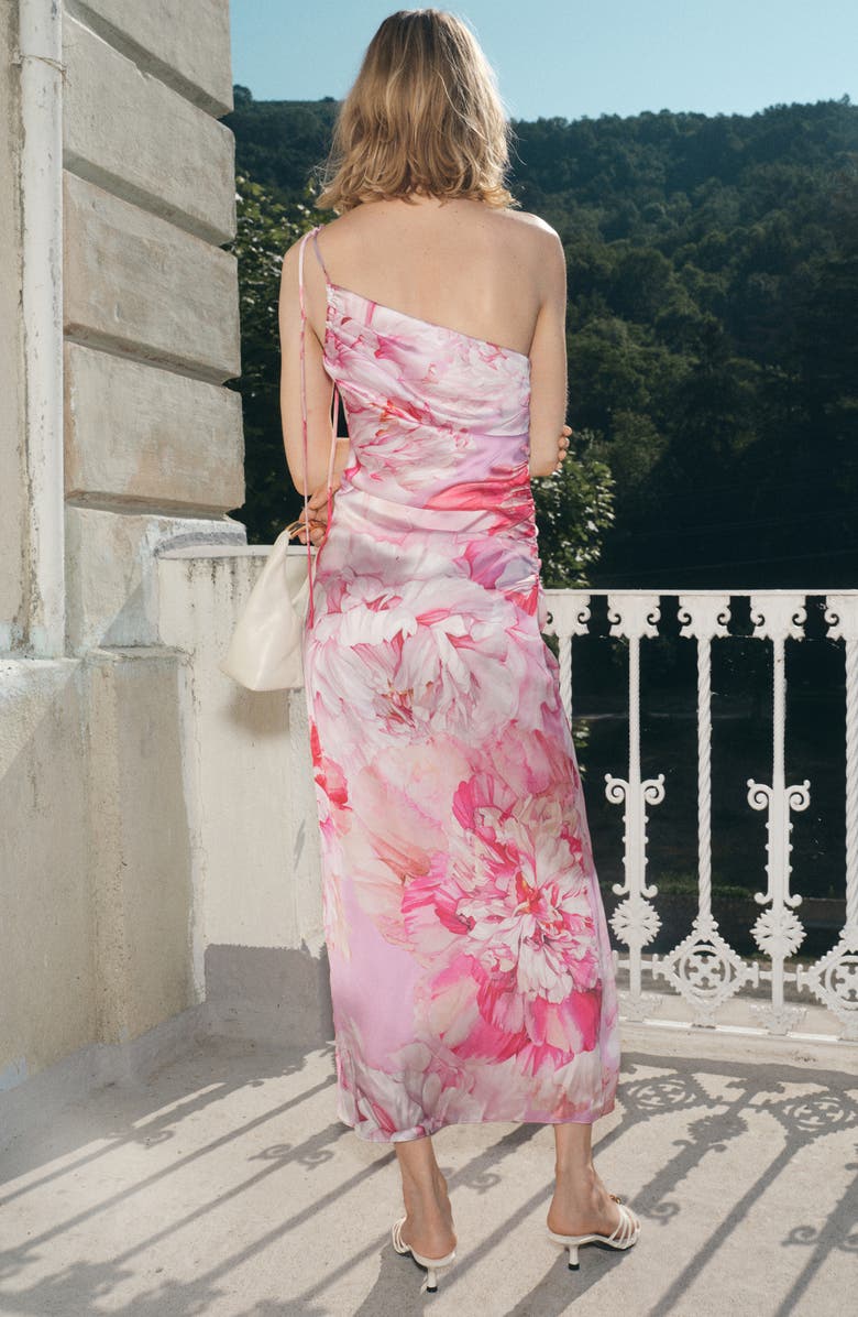 MANGO Floral Print One-Shoulder Dress, Alternate, color, Light/ Pastel Purple