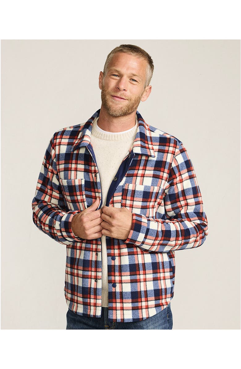 Lands' End Anyweather Fleece Shirt Jacket, Alternate, color, Navy/Bourbon Plaid